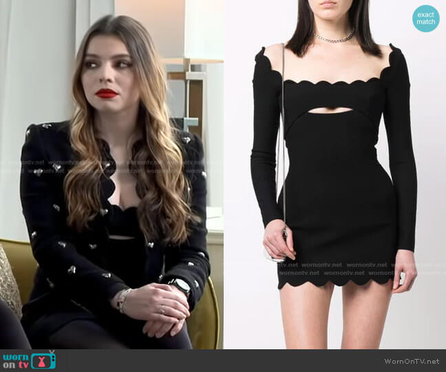 Saint Laurent Scallop-Trim Cutout Minidress