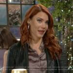 Sally’s black pleated leather jacket on The Young and the Restless
