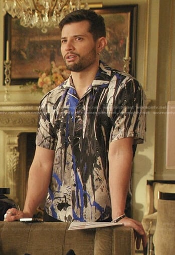 Sam’s paint splatter short sleeve shirt on Dynasty