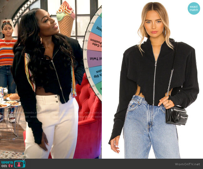 Sami Miro Vintage V Cut Zip Up Hoodie worn by Harper (Laci Mosley) on iCarly