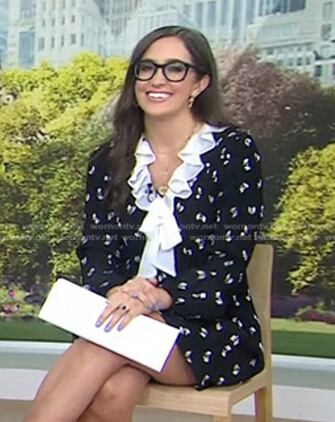 Savannah’s black bow print ruffle mini dress on Today