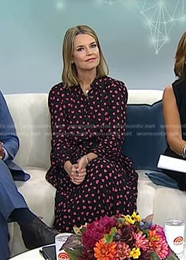 Savannah’s black heart print blouse and skirt on Today