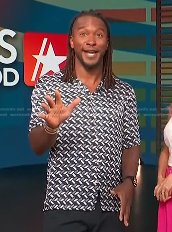 Scott’s geometric print short sleeve shirt on Access Hollywood