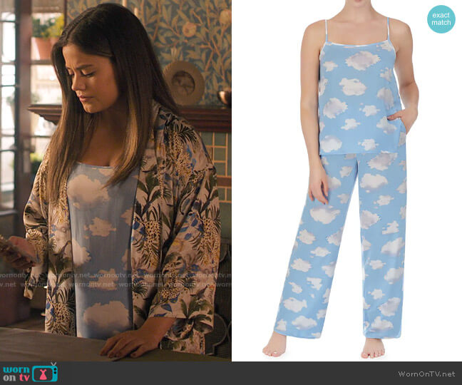Shady Lady Print Pajamas in Bl Cloud worn by Maggie Vera (Sarah Jeffery) on Charmed