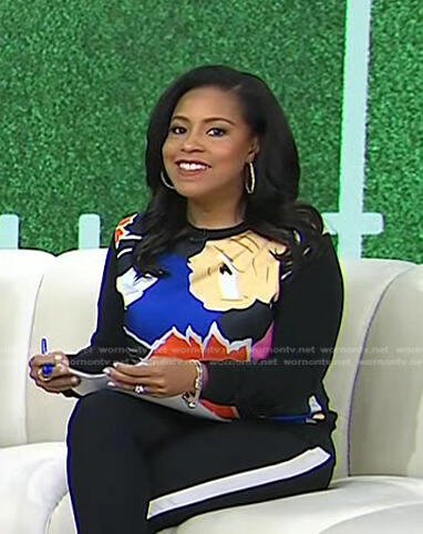 Sheinelle’s black floral print sweater on Today