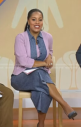 Sheinelle’s blue sleeveless jumpsuit on Today