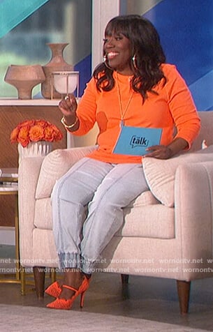 Sheryl’s denim joggers on The Talk