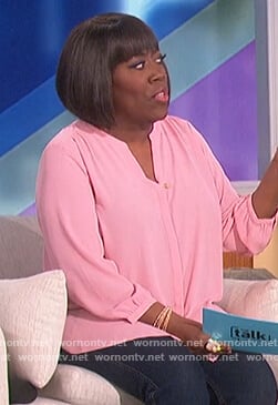 Sheryl’s pink v-neck blouse on The Talk