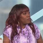 Sheryl’s purple snake skin print top on The Talk