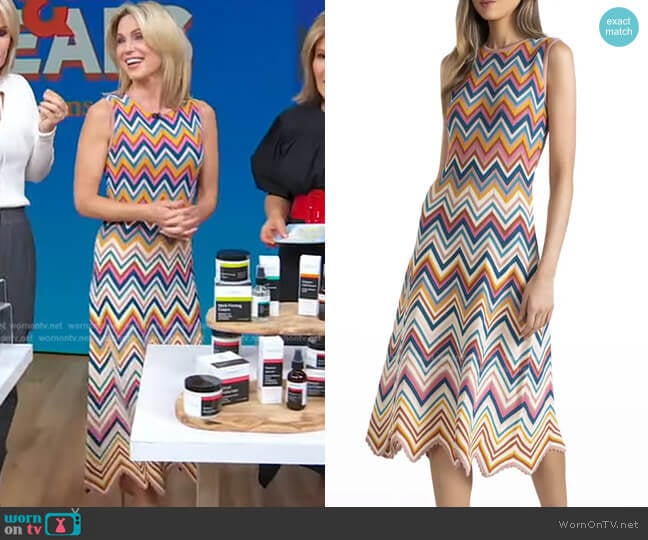 Shoshanna Leia Chevron Stripe Midi Dress worn by Amy Robach on Good Morning America