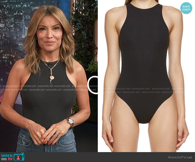 Skims Fits Everybody High Neck Bodysuit worn by Kit Hoover on Access Hollywood