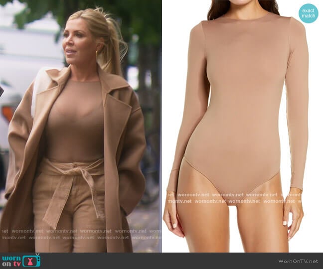 Skims Essential Long Sleeve Crewneck Bodysuit worn by Dr. Jen Armstrong on The Real Housewives of Orange County
