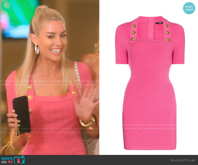 Balmain Square-Neck Knitted Mini Dress worn by Heather Rae Young on Selling Sunset