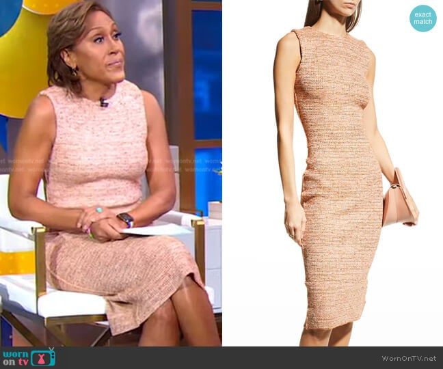 St John Boucle Slub Knit Midi Dress worn by Robin Roberts on Good Morning America