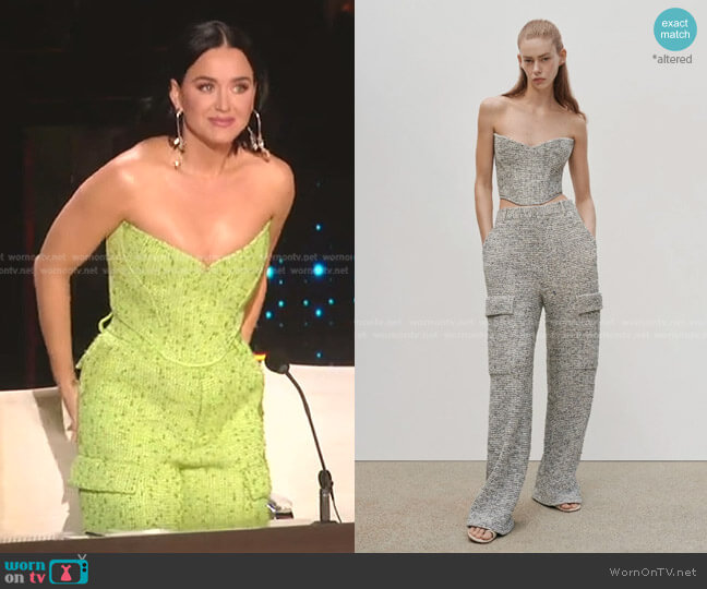 St. John Multicolor Boucle Slub Pant With Pockets worn by Katy Perry on American Idol