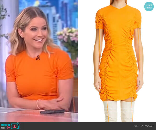Stella McCartney Ruched Body-Con Jersey Minidress worn by Sara Haines on The View