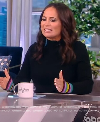 Stephanie Grisham’s black stripe cuff dress on The View
