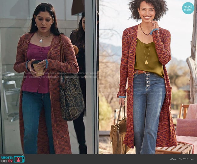 Sundance Humboldt Sweater Duster worn by Padma (Aneesha Joshi) on The Resident