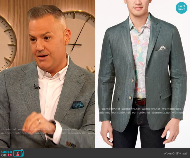 Tallia Moder Fit Green Sport Coat Jacket worn by Ross Mathews on The Drew Barrymore Show