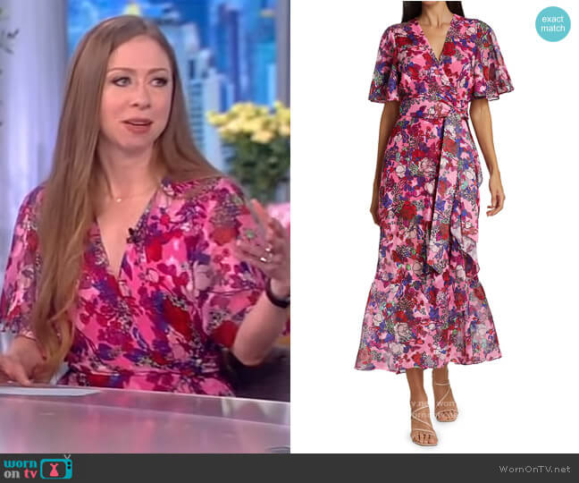 Tanya Taylor Blaire Floral Midi Wrap Dress