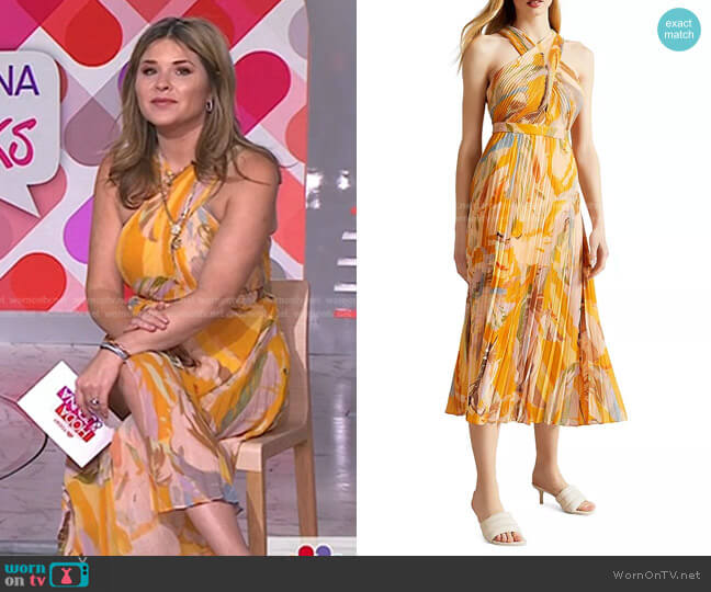 Ted Baker Ansa Cross Front Pleated Midi Dress worn by Jenna Bush Hager on Today