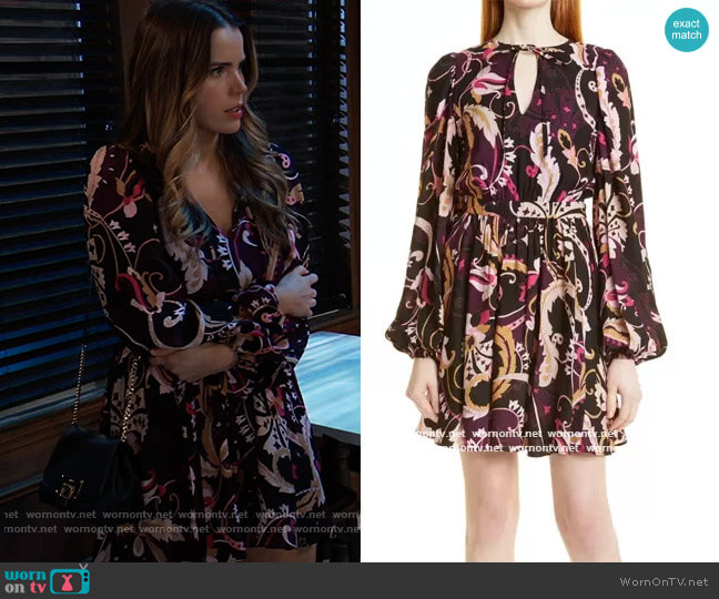 Ted Baker Rhabia Long Sleeve Paisley Dress worn by Sasha Gilmore (Sofia Mattsson) on General Hospital