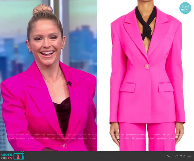 The Attico Blue Stretch Wool Gabardine Blazer worn by Sara Haines on The View
