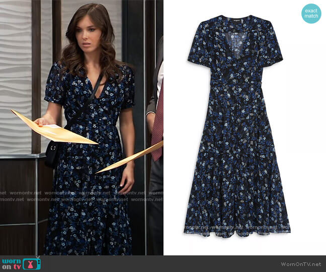 The Kooples Long Dress with Floral Print worn by Willow Tait (Katelyn MacMullen) on General Hospital
