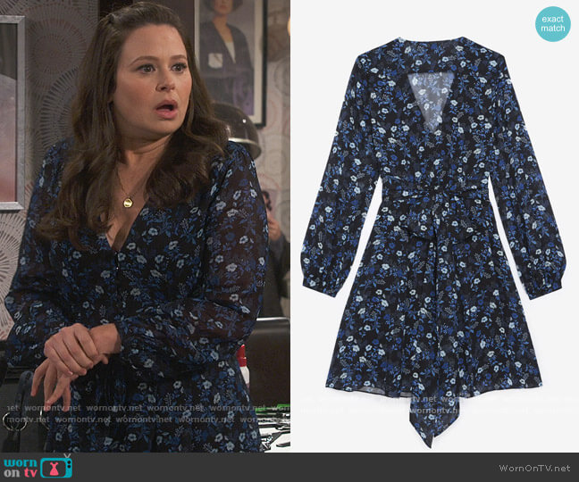 The Kooples Floral Print Tie Waist Dress worn by Jen (Katie Lowes) on How We Roll