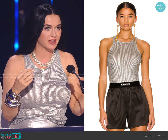 Tom Ford Metallic Cashmere and Silk Tank Top worn by Katy Perry on American Idol
