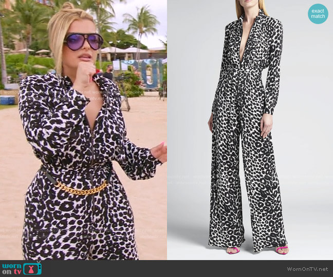 Tom Ford Leopard-Print Zip-Front Belted Jumpsuit