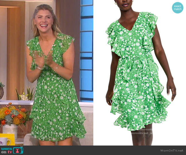Tommy Hilfiger Floral-Print Ruffled Fit & Flare Dress worn by Amanda Kloots on The Talk