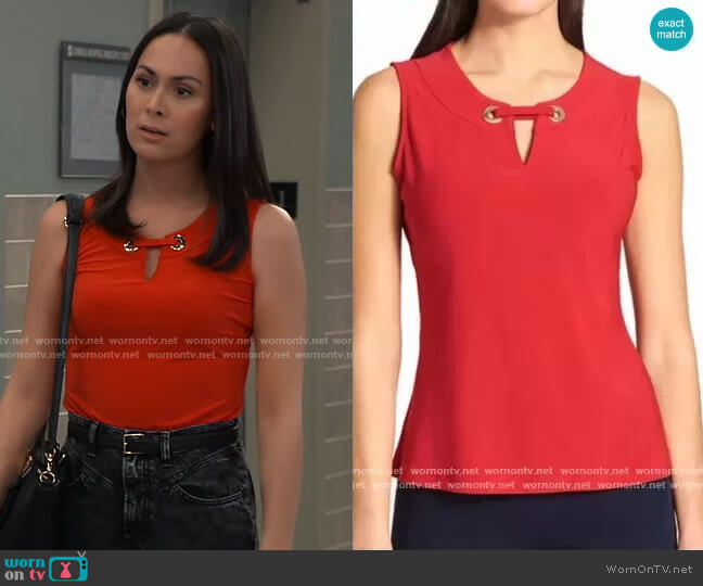 Tommy Hilfiger Grommet embellished Top worn by Terry Randolph (Cassandra James) on General Hospital