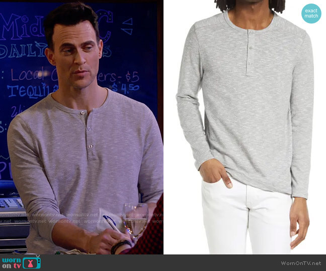 Treasure & Bond Slub Henley in Grey Heather worn by Max (Cheyenne Jackson) on Call Me Kat
