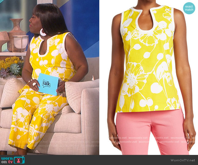 Trina Turk Landscape Tunic worn by Sheryl Underwood on The Talk
