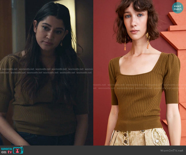 Ulla Johnson Hadley Top worn by Leela Devi (Anuja Joshi) on The Resident