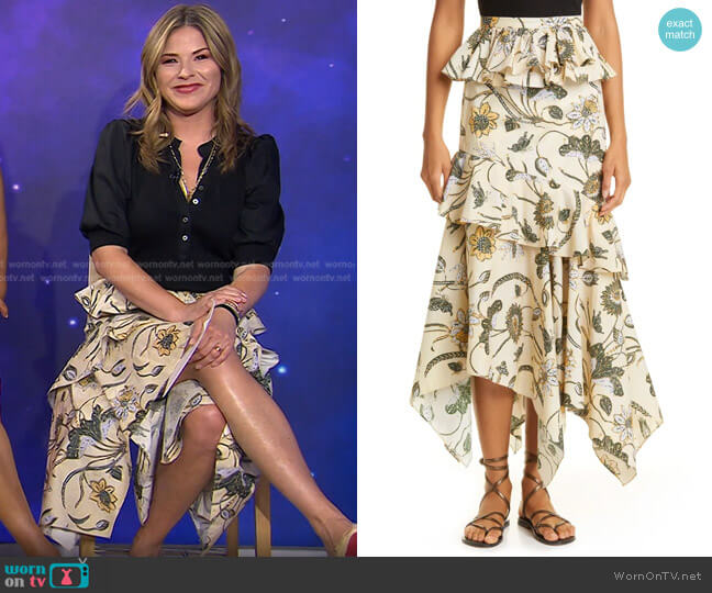 Ulla Johnson Ivette Ruffle Maxi Skirt worn by Jenna Bush Hager on Today