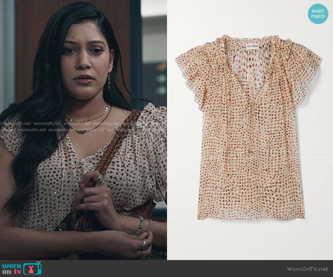 Ulla Johnson Marilyn Silk Blend Top worn by Padma (Aneesha Joshi) on The Resident
