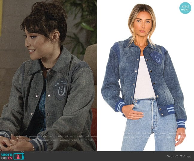 Understated Leather UL Club Denim Bomber worn by Jamie (Miya Horcher) on All American