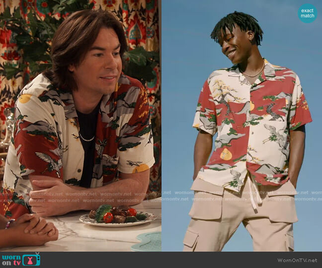 Urban Outfitters Painted Animals Camp Collar Lightweight Shirt worn by Spencer Shay (Jerry Trainor) on iCarly