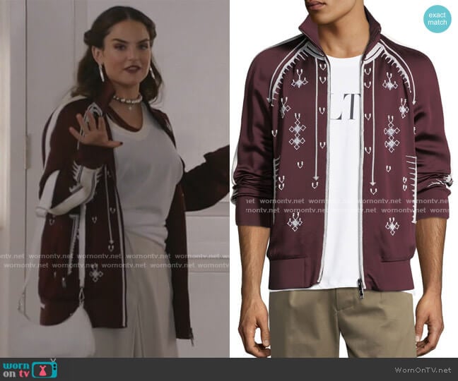 Valentino Beaded Zip-Front Track Jacket