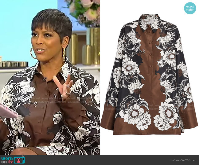 Valentino Floral Mini Shirtdress worn by Tamron Hall on Tamron Hall Show