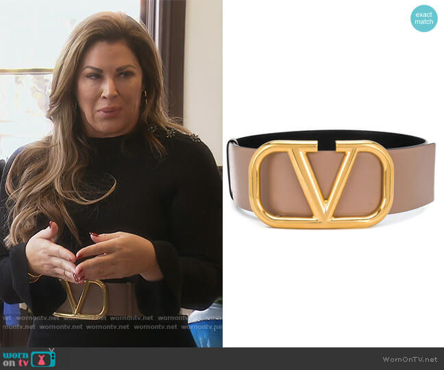Valentino Garavani VLOGO Reversible Belt worn by Emily Simpson on The Real Housewives of Orange County