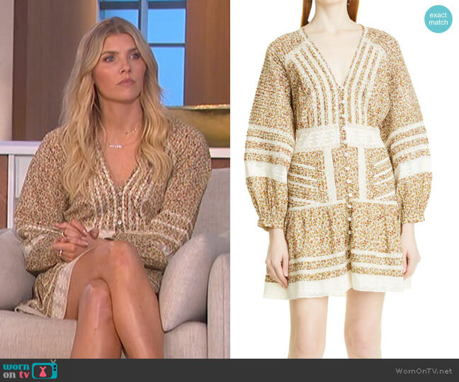 Veronica Beard Addilyn Floral Balloon Long Sleeve Cotton Dress worn by Amanda Kloots on The Talk