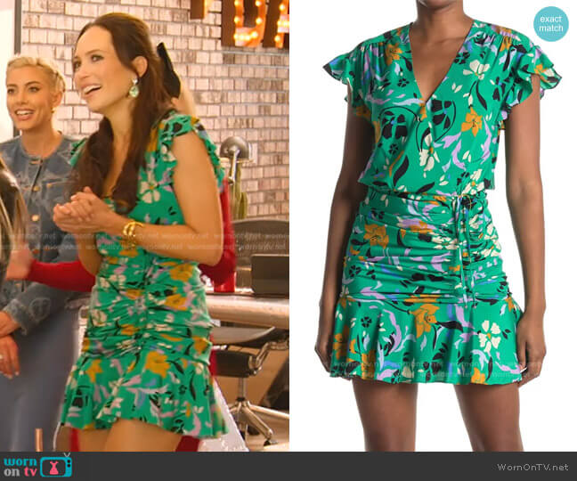 Veronica Beard Marla Floral Ruched Mini Dress In Multi worn by Davina Potratz on Selling Sunset