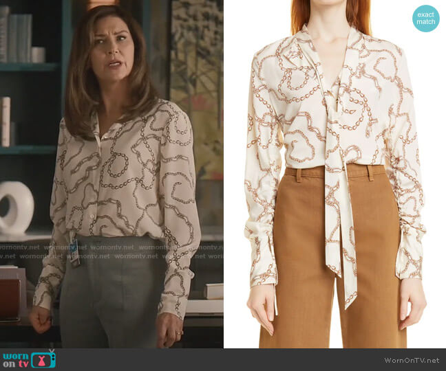 Veronica Beard Remi Chain Print Blouse worn by Vivian Katz (Wendy Crewson) on Good Sam