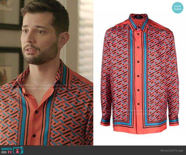 Versace Geometric-Print Shirt worn by Sam Flores (Rafael de la Fuente) on Dynasty