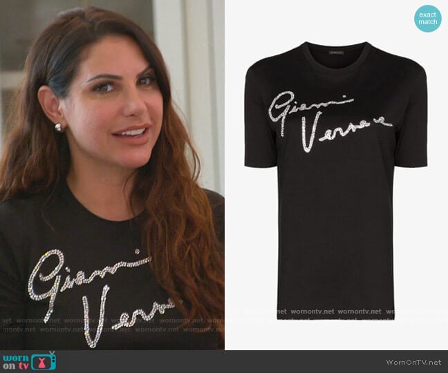 Versace Crystal Signature Tee worn by Jennifer Aydin on The Real Housewives of New Jersey