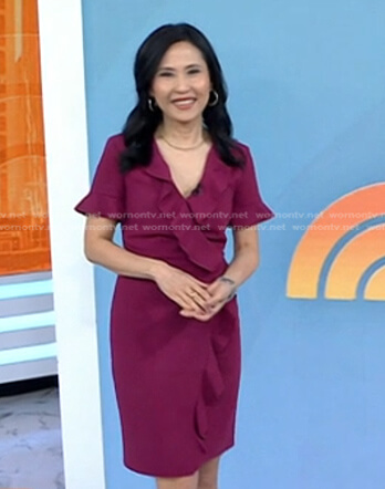 Vicky’s burgundy ruffle dress on Today