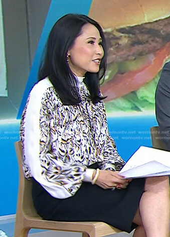 Vicky’s white abstract print top on Today